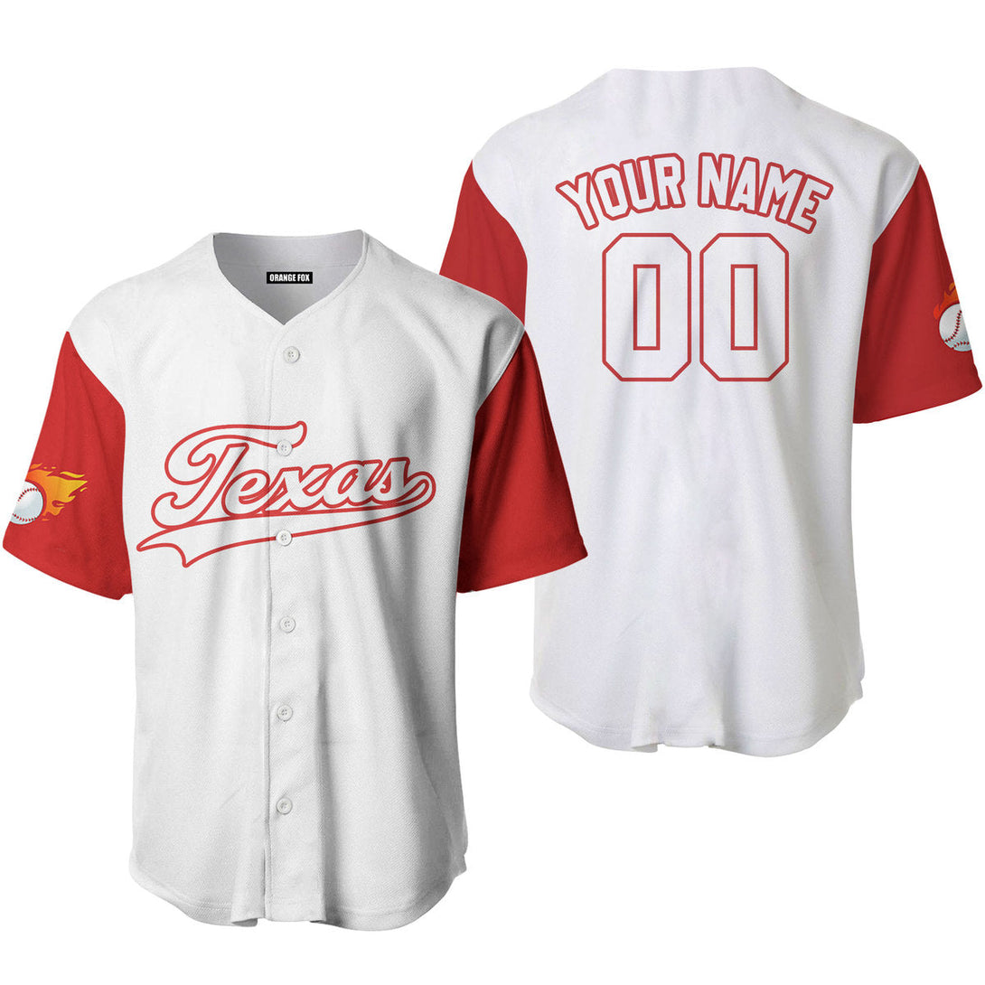 Texas Flag White Red Custom Name Baseball Jerseys For Men & Women