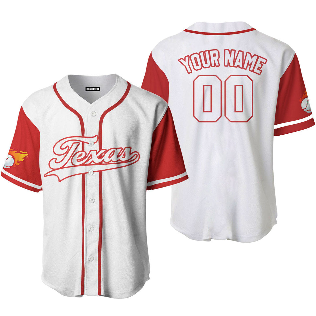 Texas Flag White Red Custom Name Baseball Jerseys For Men & Women