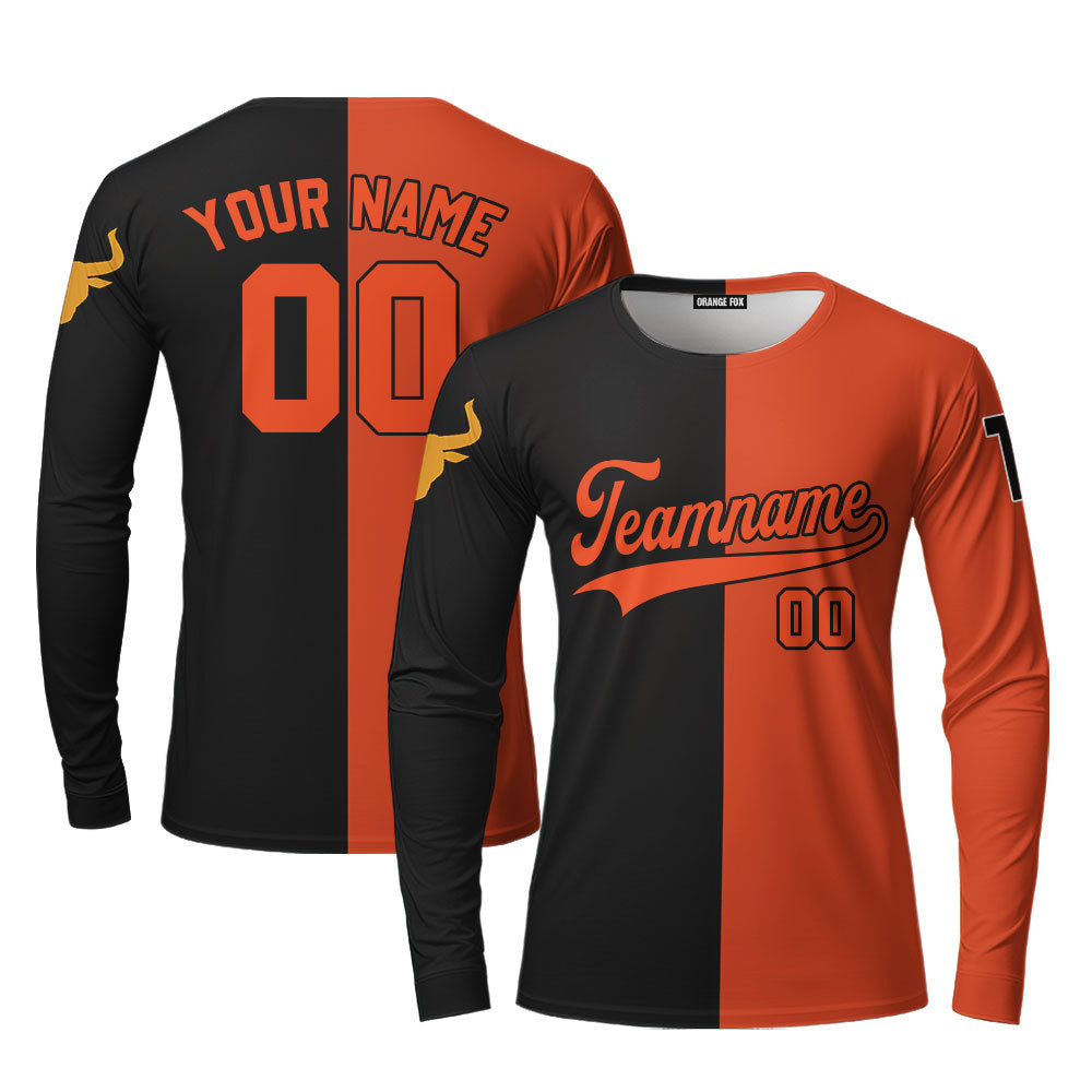 Texas Orange Black Custom Long Sleeve T-Shirt For Men & Women