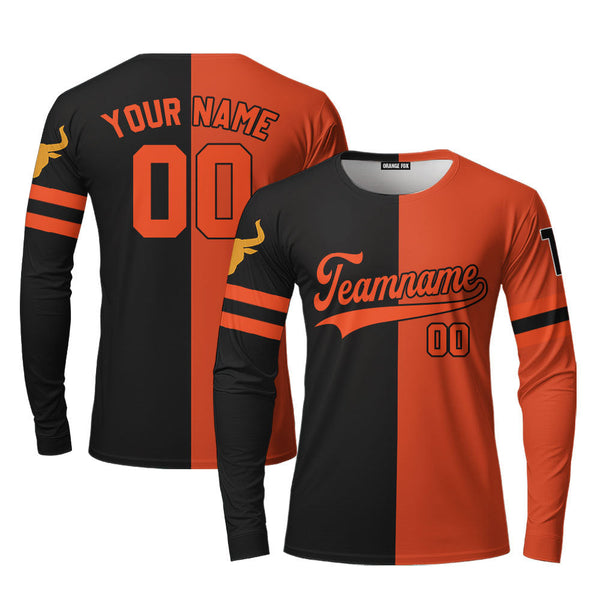 Texas Orange Black Custom Long Sleeve T-Shirt For Men & Women