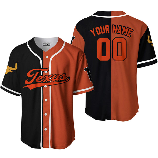 Texas Orange Black Custom Name Baseball Jerseys For Men & Women