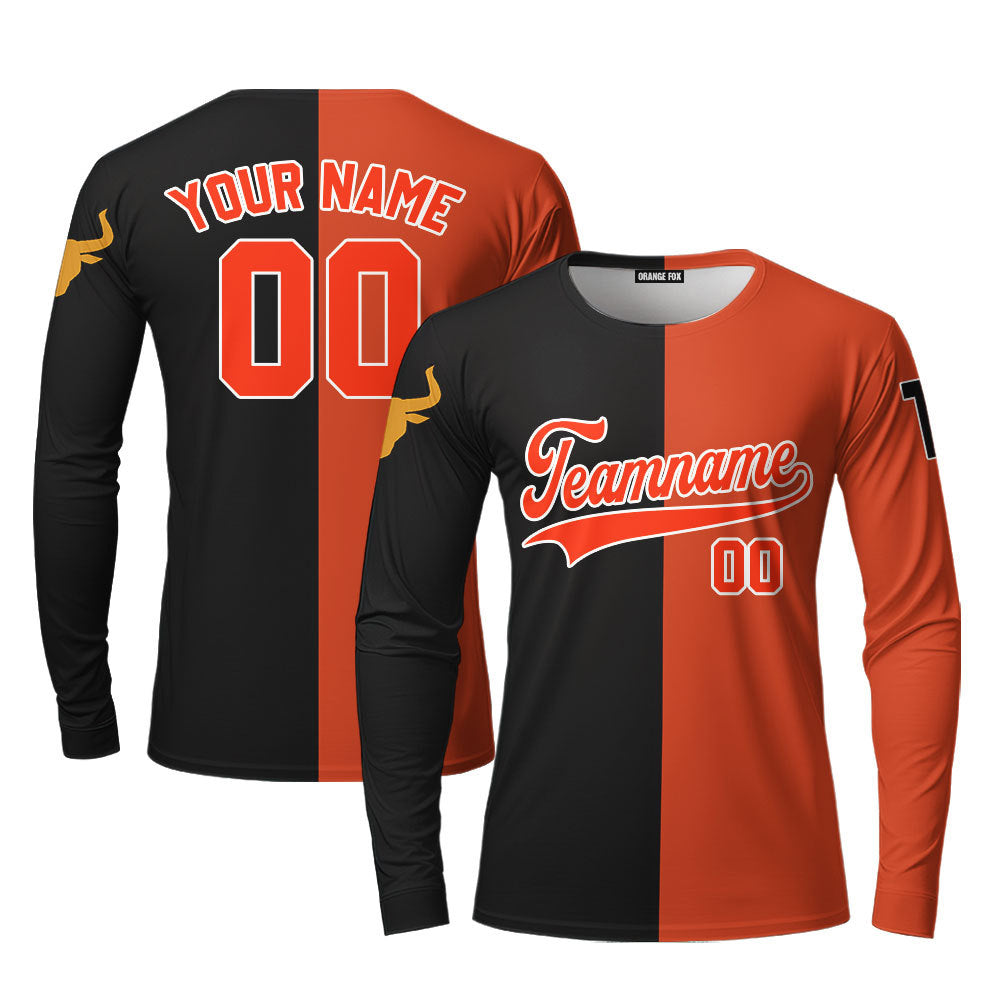 Texas Orange Black Red White Custom Long Sleeve T-Shirt For Men & Women