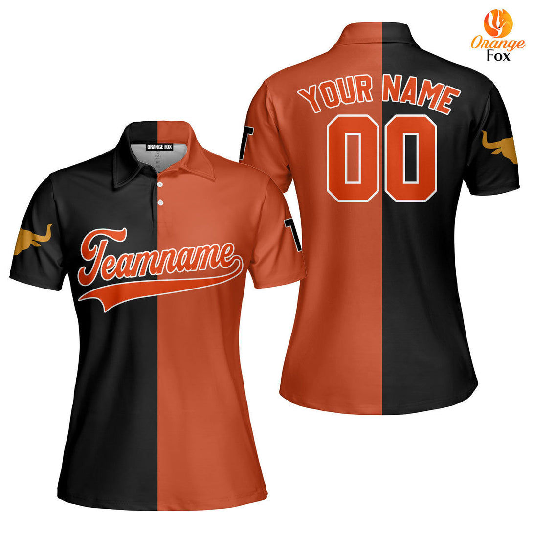 Texas Orange Black Red White Custom Polo Shirt For Women