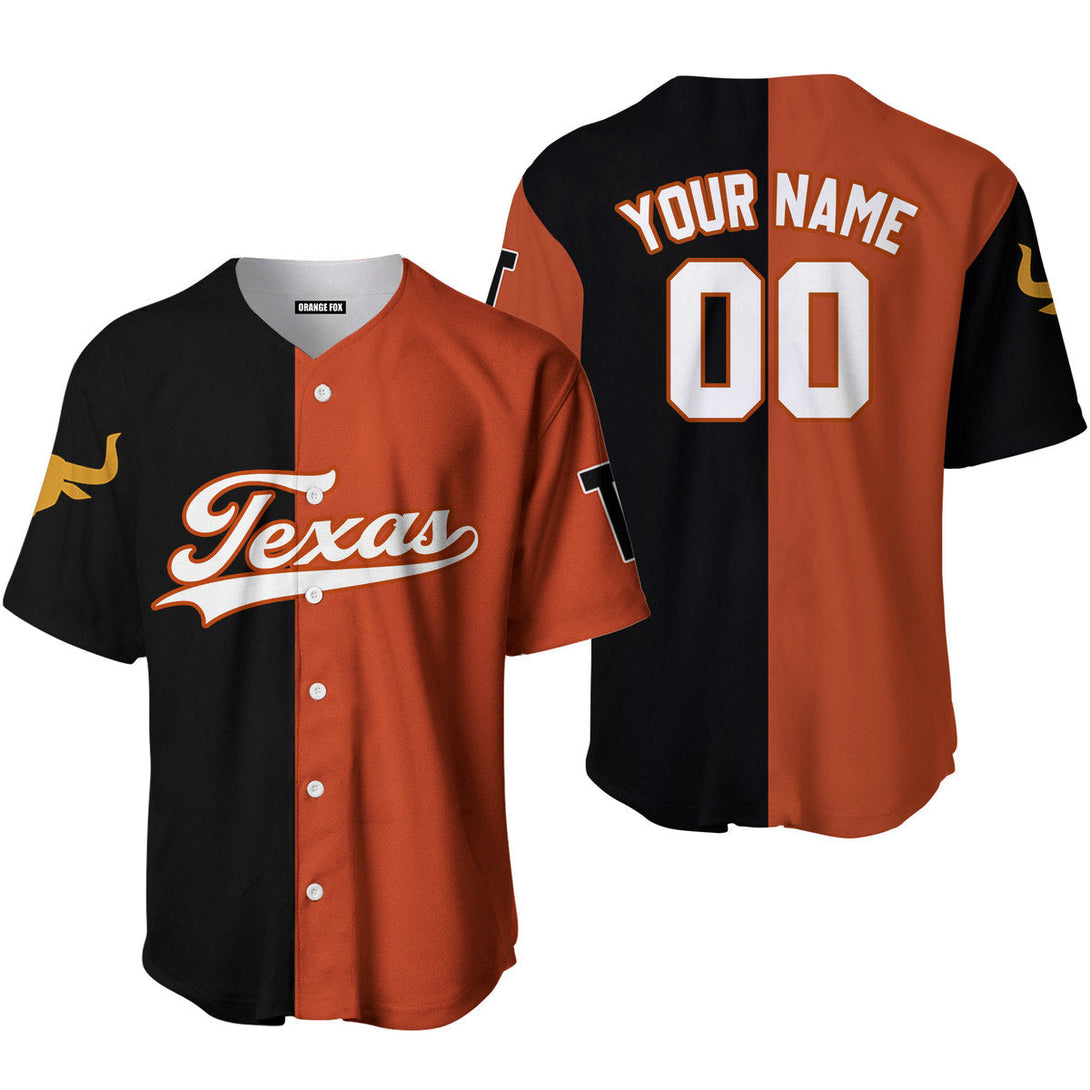 Texas Orange Black White Custom Name Baseball Jerseys For Men & Women