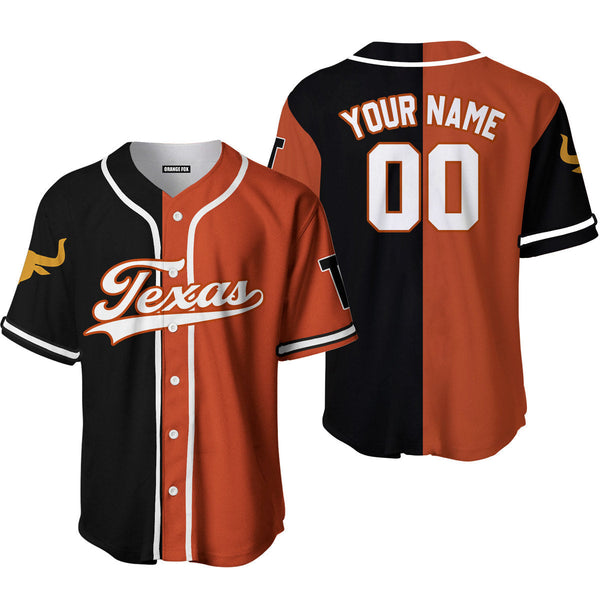 Texas Orange Black White Custom Name Baseball Jerseys For Men & Women