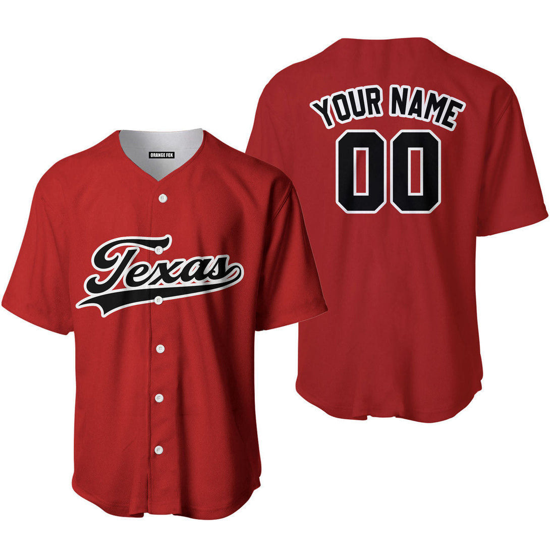 Texas Red Black White Custom Name Baseball Jerseys For Men & Women