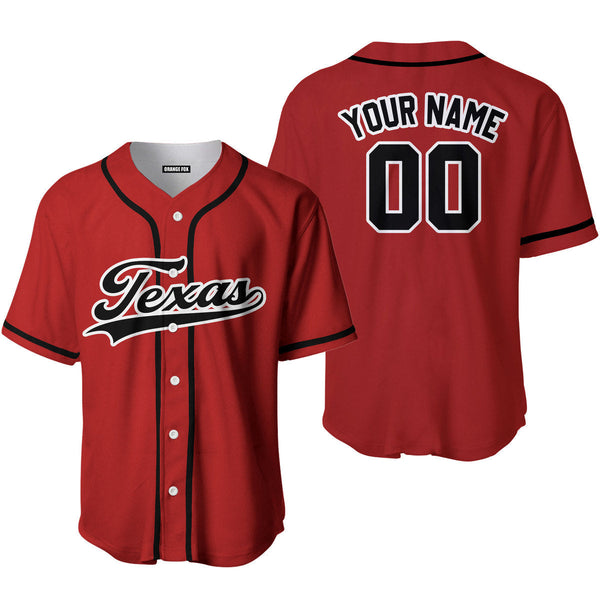 Texas Red Black White Custom Name Baseball Jerseys For Men & Women