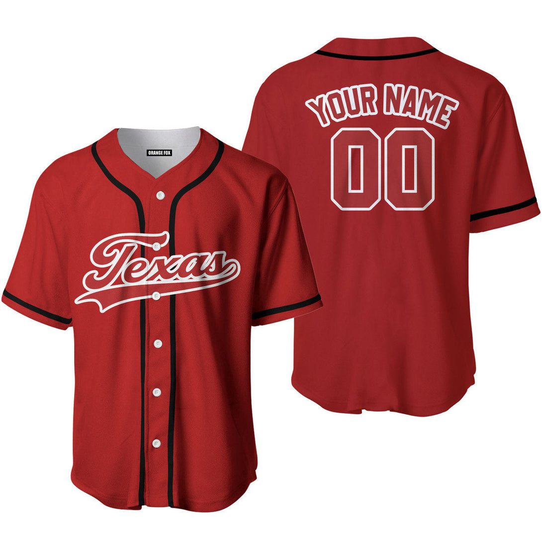 Texas Red White Custom Name Baseball Jerseys For Men & Women