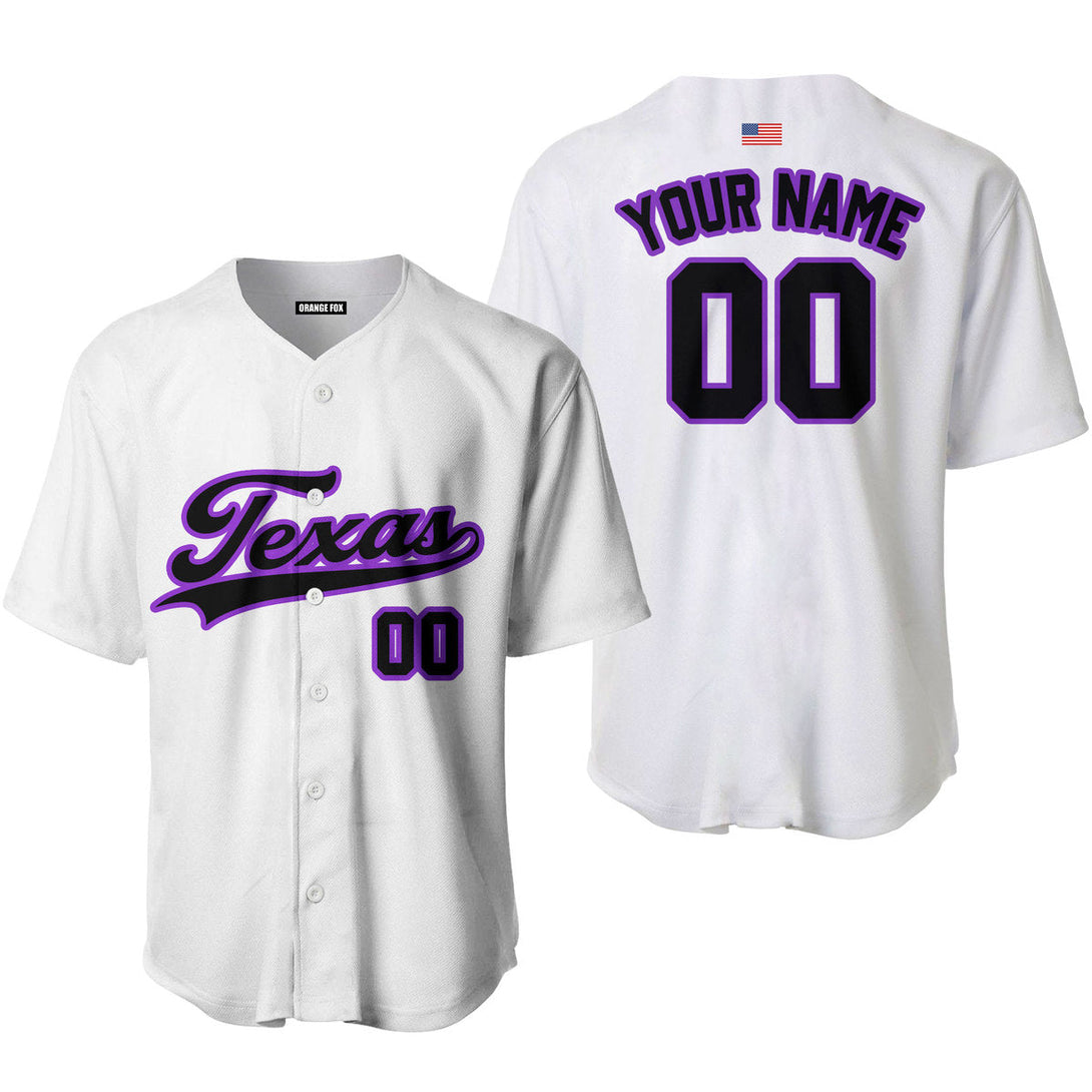 Texas White Black Purple Custom Name Baseball Jerseys For Men & Women