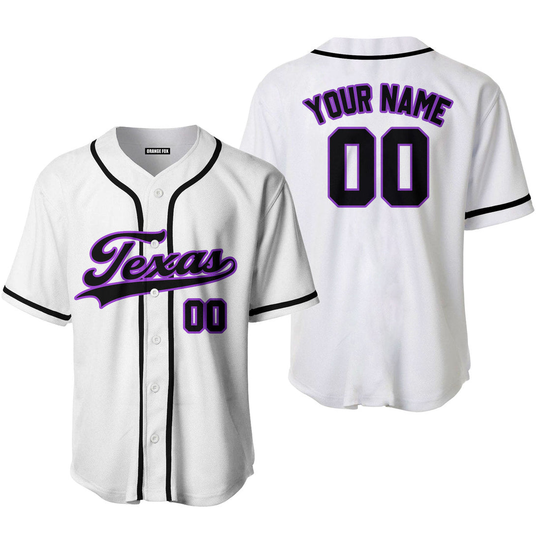 Texas White Black Purple Custom Name Baseball Jerseys For Men & Women