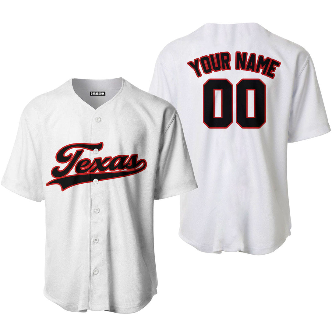 Texas White Black Red Custom Name Baseball Jerseys For Men & Women