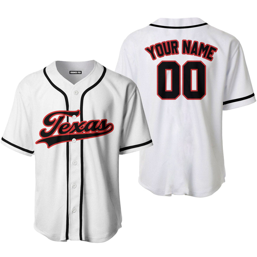 Texas White Black Red Custom Name Baseball Jerseys For Men & Women