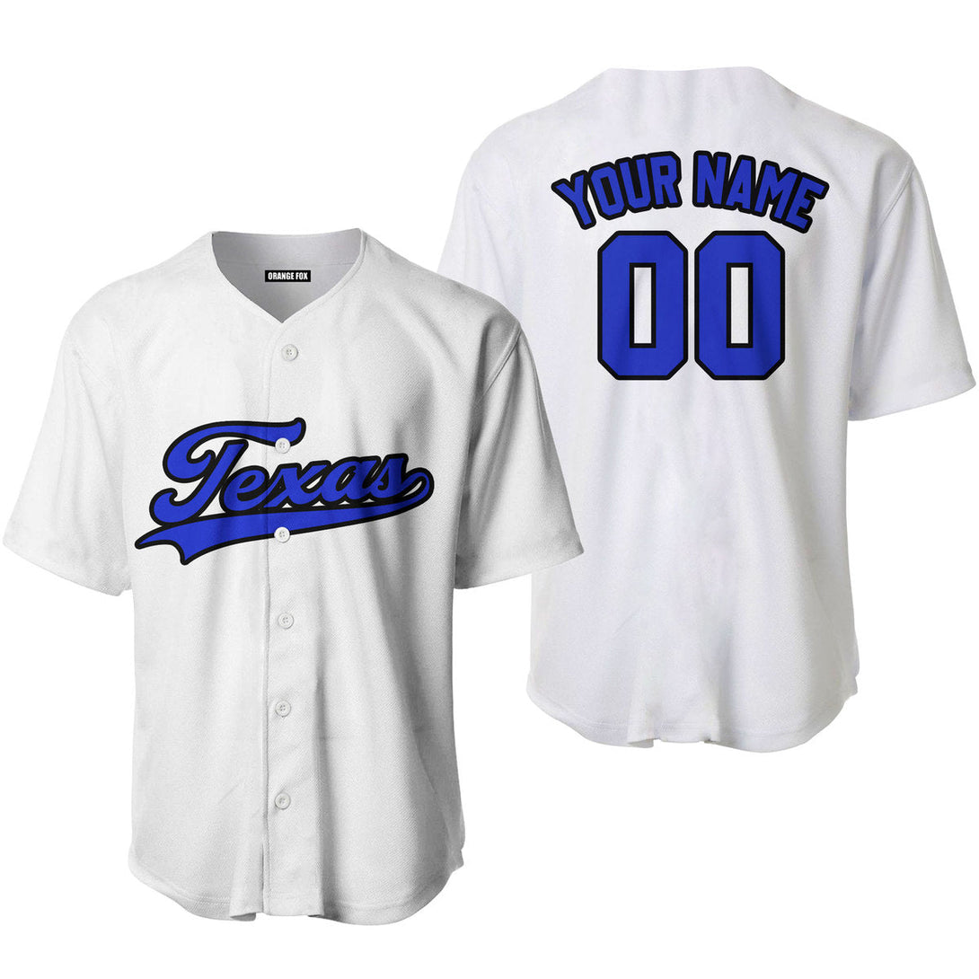 Texas White Blue Black Custom Name Baseball Jerseys For Men & Women