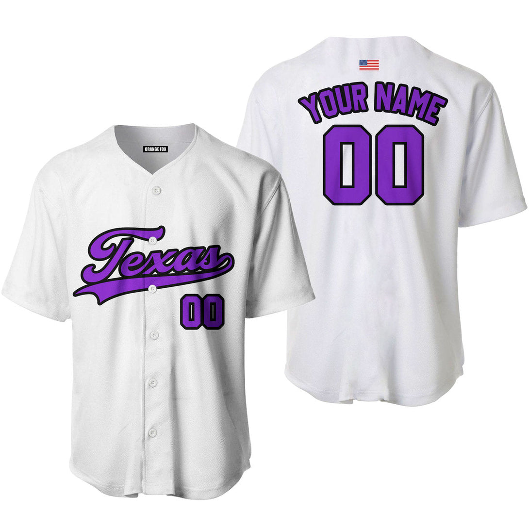 Texas White Purple Black Custom Name Baseball Jerseys For Men & Women