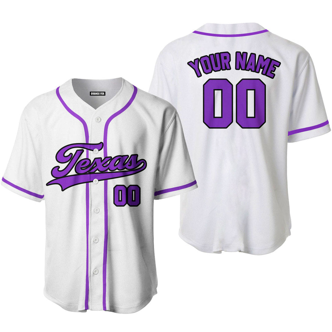 Texas White Purple Black Custom Name Baseball Jerseys For Men & Women