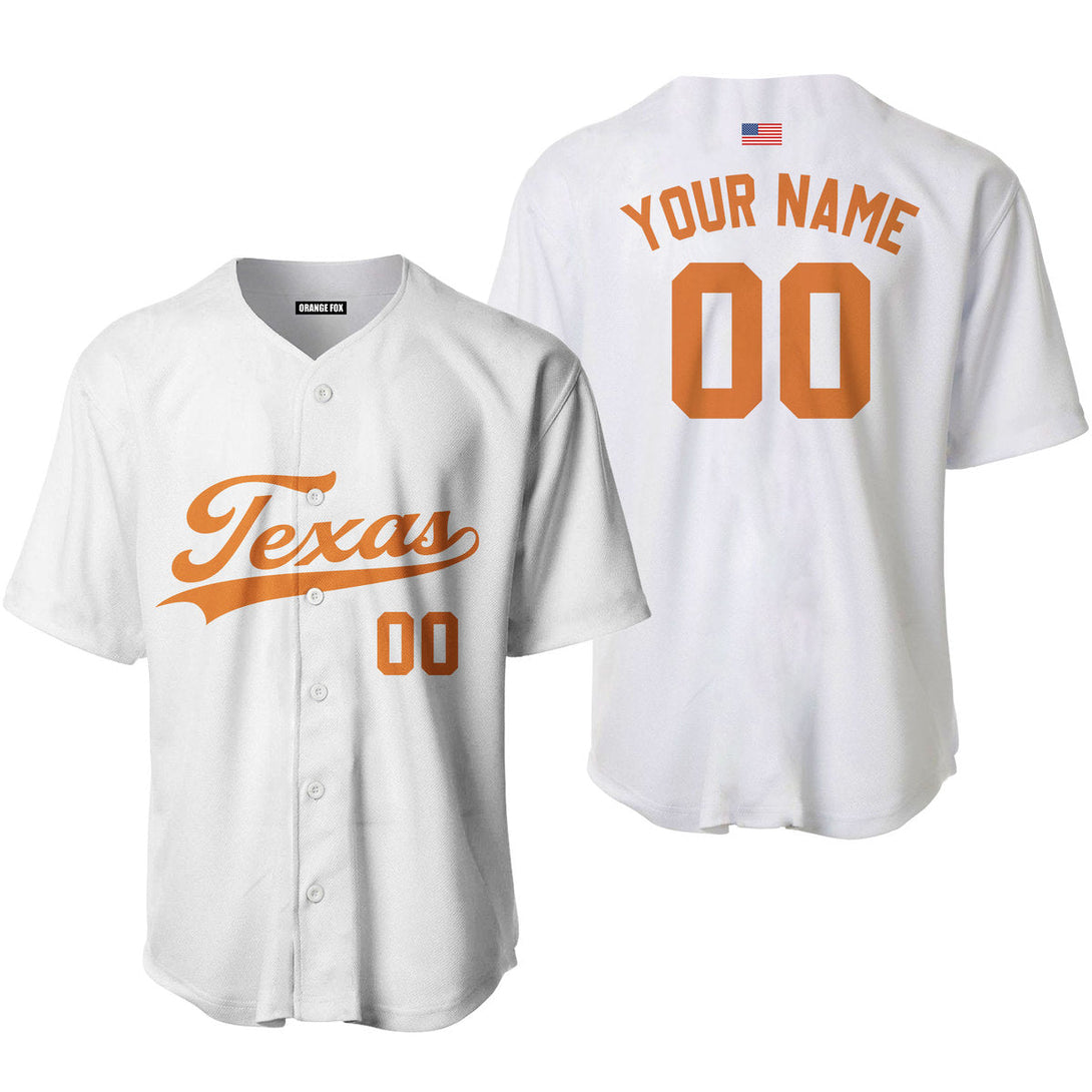 Texas White Yellow Custom Name Baseball Jerseys For Men & Women