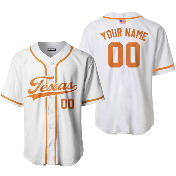 Texas White Yellow Custom Name Baseball Jerseys For Men & Women