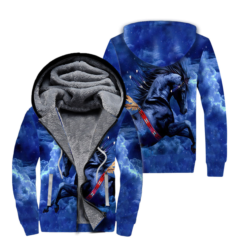 The Horse Legging and Hollow Out Fleece Zip Hoodie For Men & Women