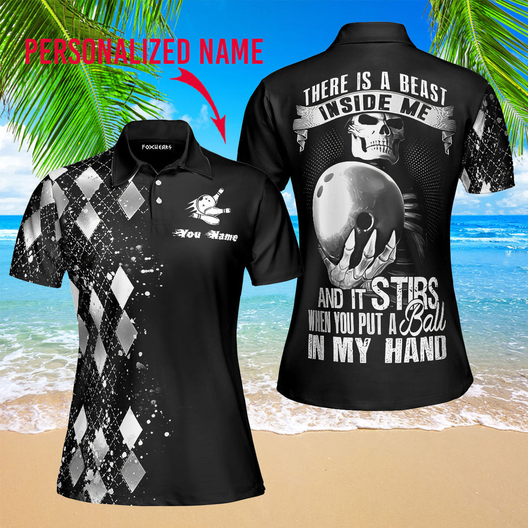 There Is A Beast Inside Me Silver Bowling Custom Name Polo Shirt For Men & Women