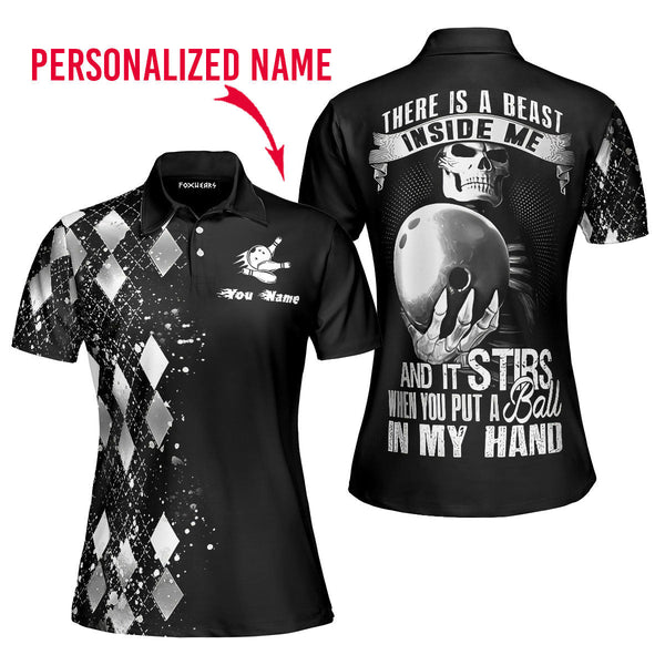 There Is A Beast Inside Me Silver Bowling Custom Name Polo Shirt For Men & Women