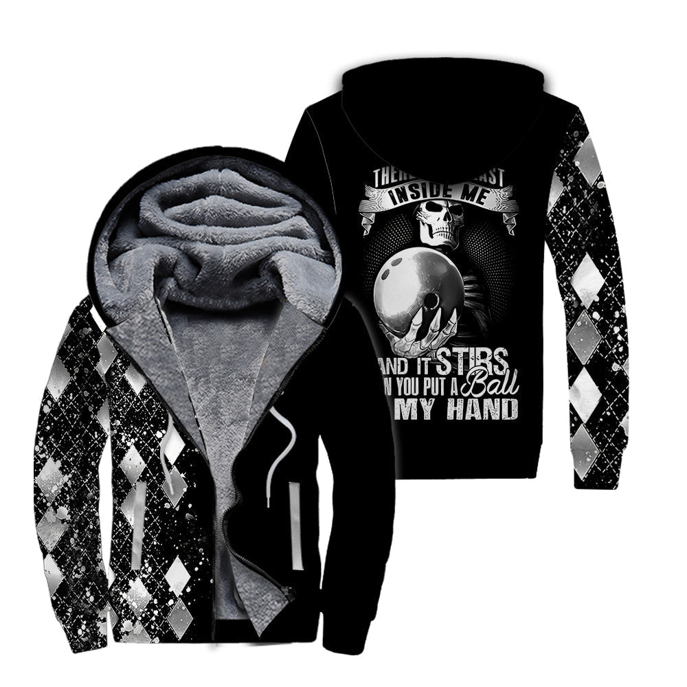 There Is A Beast Inside Me Silver Bowling Fleece Zip Hoodie For Men & Women