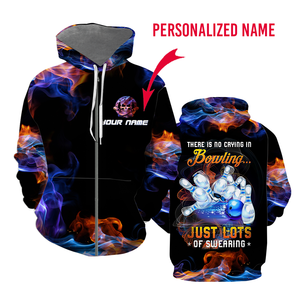 There Is No Crying In Bowling Custom Name Zip Up Hoodie For Men & Women