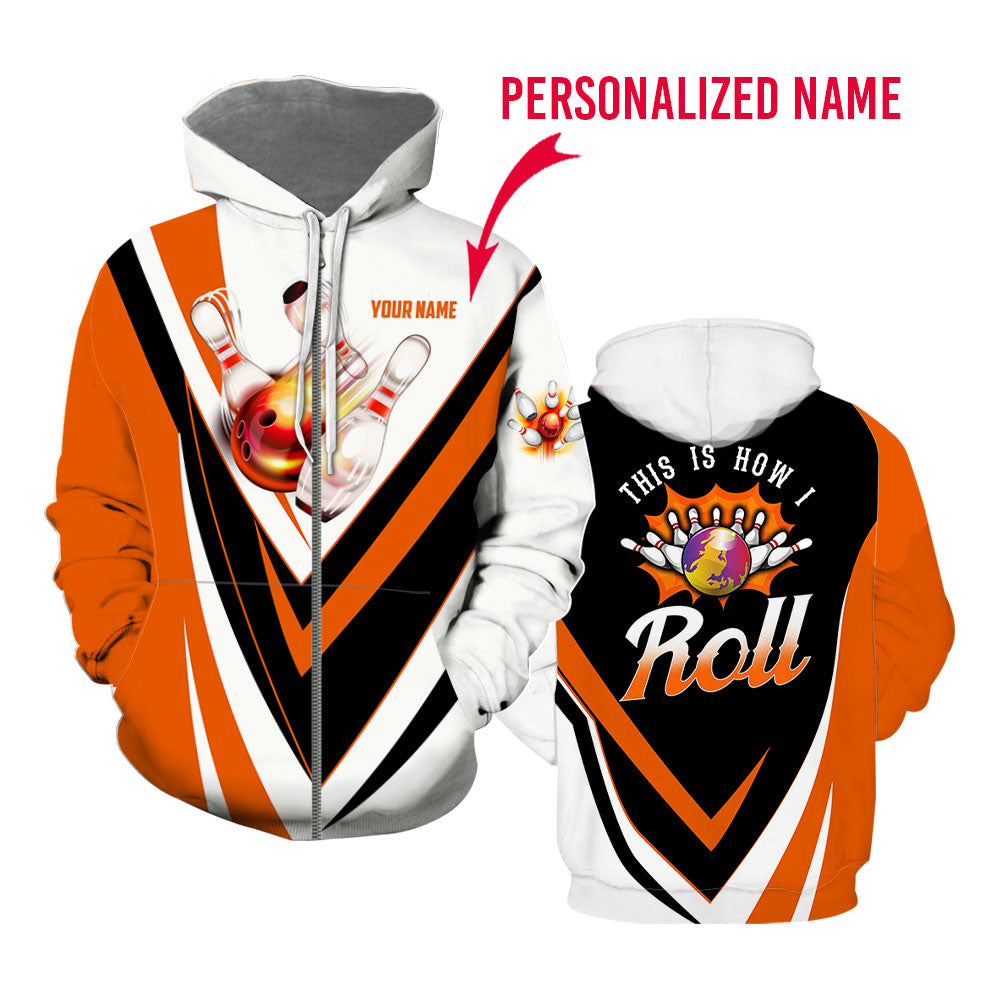 This Is How I Roll Bowling Custom Name Zip Up Hoodie For Men & Women