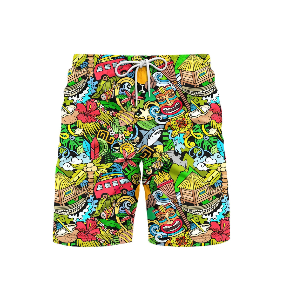 Tiki Aloha Tropical Beach Shorts For Men