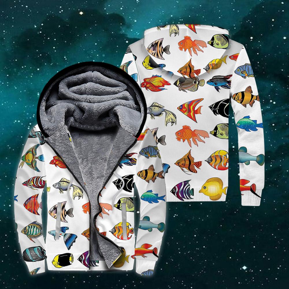 Tropical Fish Art Fleece Zip Hoodie For Men & Women