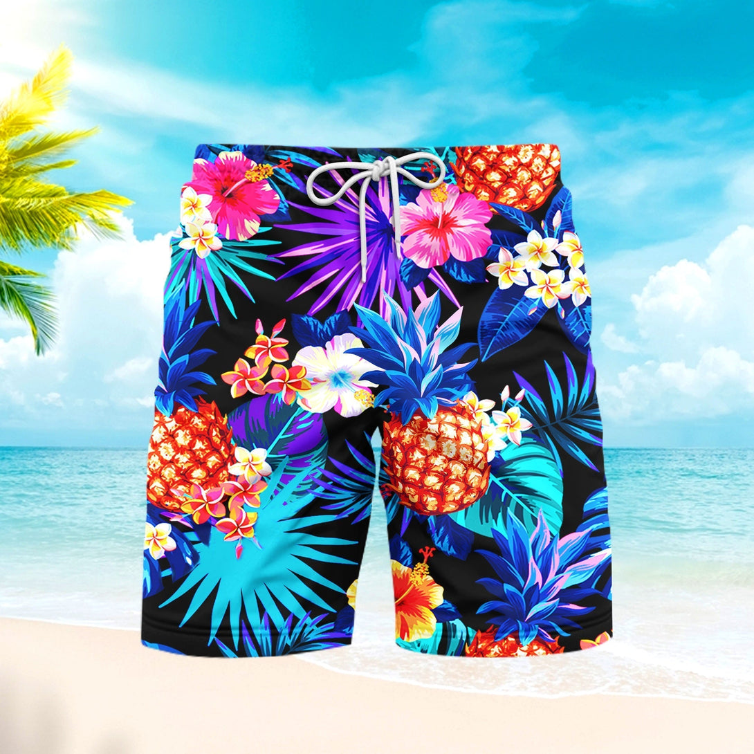 Tropical Neon Beach Shorts For Men