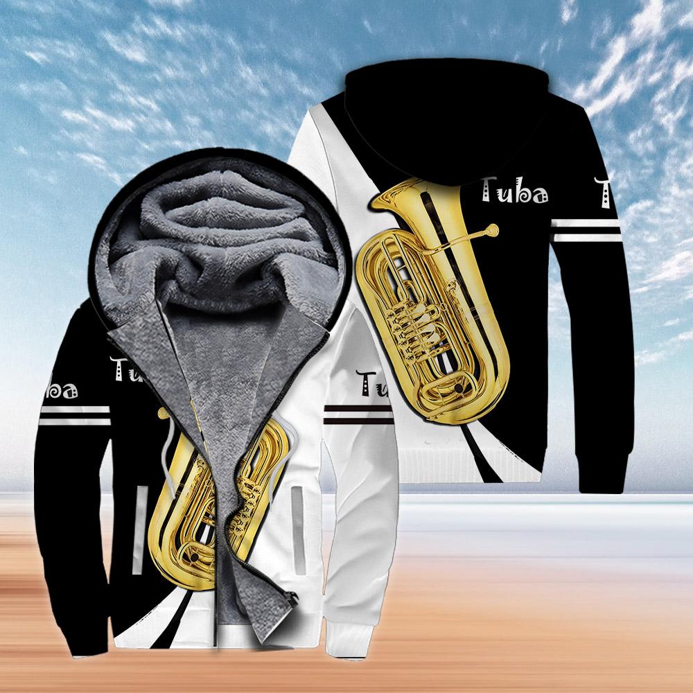 Tuba Music Fleece Zip Hoodie For Men & Women