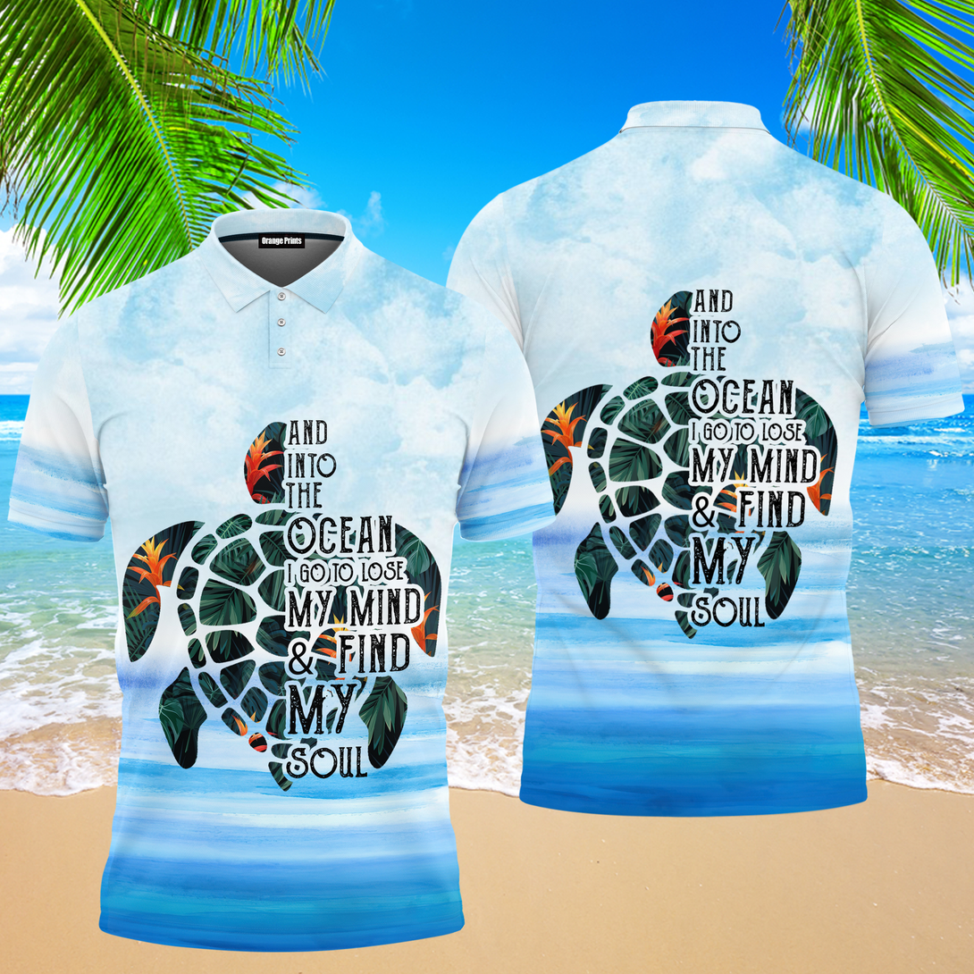 Turtle Into The Ocean Polo Shirt For Men