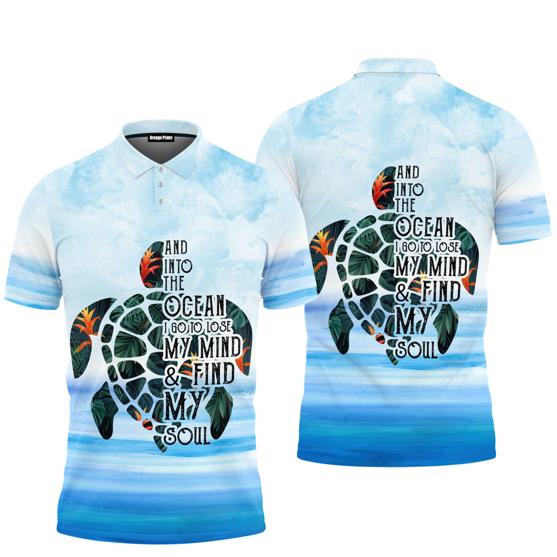 Turtle Into The Ocean Polo Shirt For Men