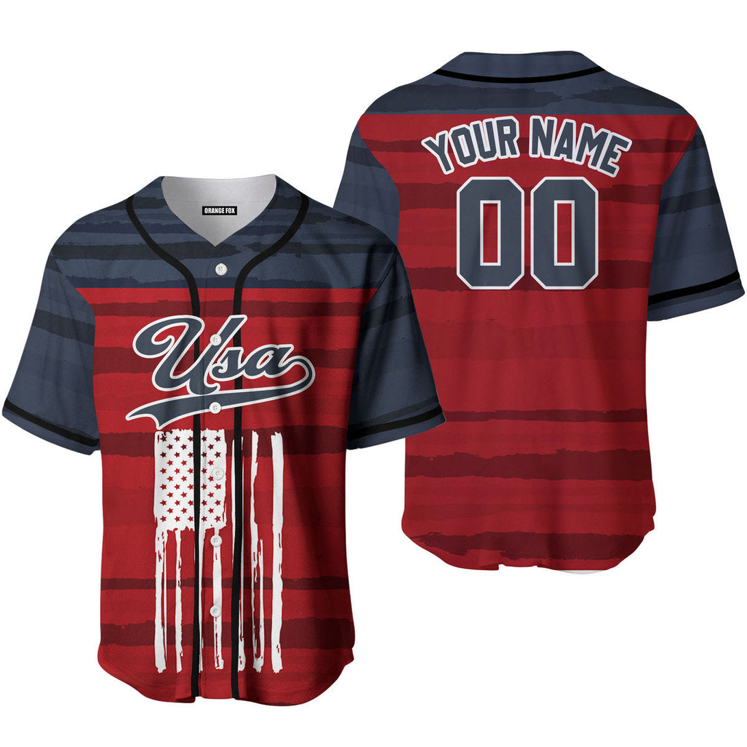 USA American Flag Red Blue White Custom Name Baseball Jerseys For Men & Women