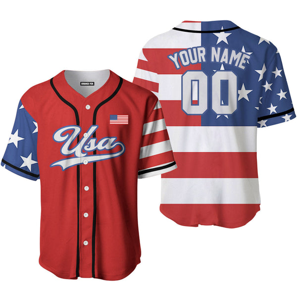 USA American Flag Red White Blue Custom Name Baseball Jerseys For Men & Women