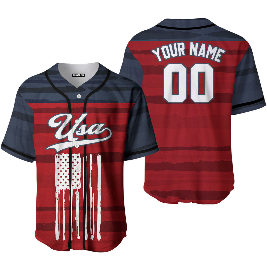 USA American Flag Red White Blue Custom Name Baseball Jerseys For Men & Women