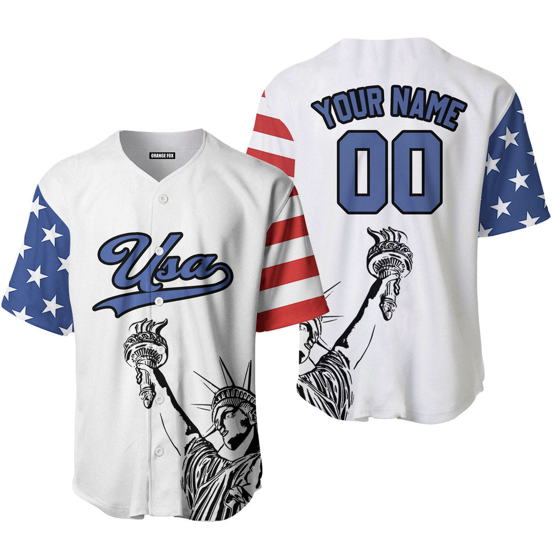 USA Statue of Liberty White Blue Black Custom Name Baseball Jerseys For Men & Women