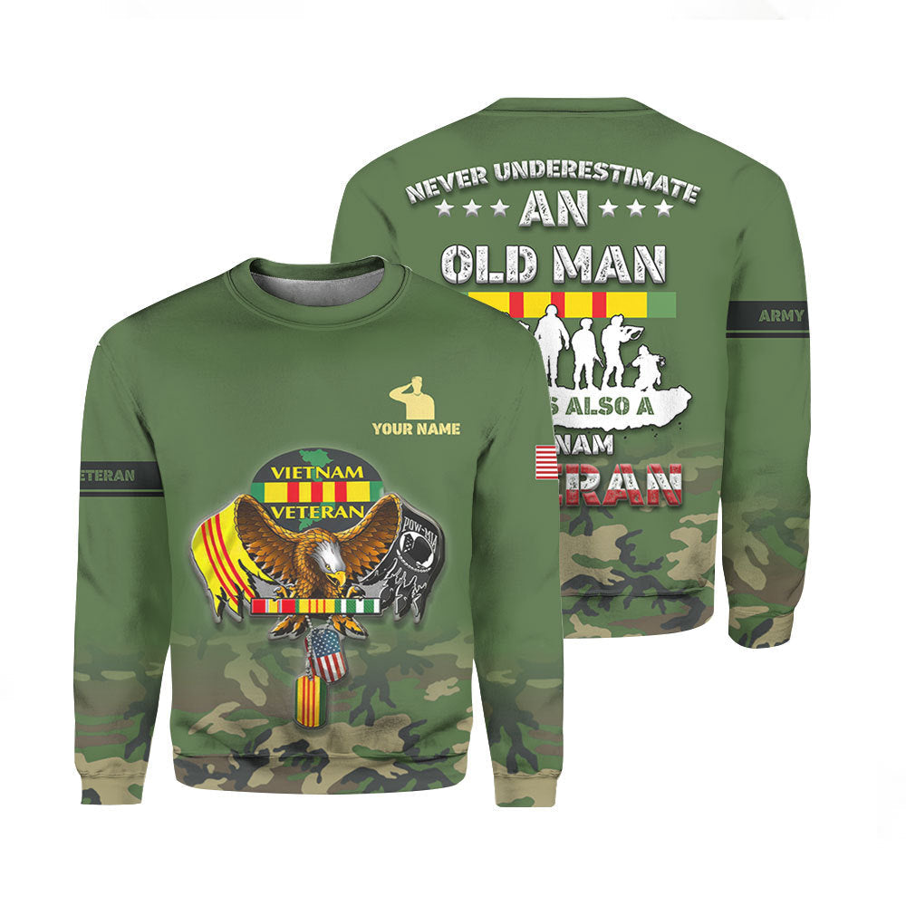 Vietnam Veteran Never Underestimate An Old Man Crewneck Sweatshirt For Men & Women