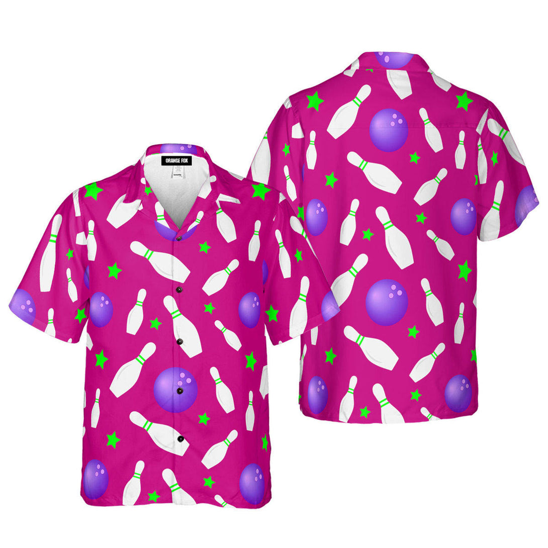 Vivid Bowling Pins Pink Pattern Aloha Hawaiian Shirt For Men & Women