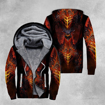 Volcanic Dragon Fleece Zip Hoodie For Men & Women