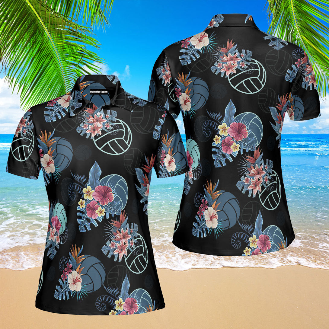 Volleyball Tropical Polo Shirt For Women