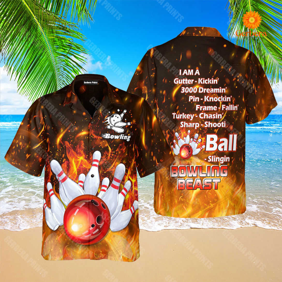 Bowling Beast Flame Fire Hawaiian Shirt For Men & Women WH1225