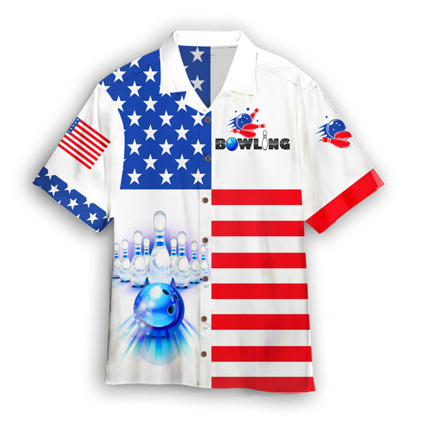Bowling Team American Flag Hawaiian Shirt For Men & Women WT1185