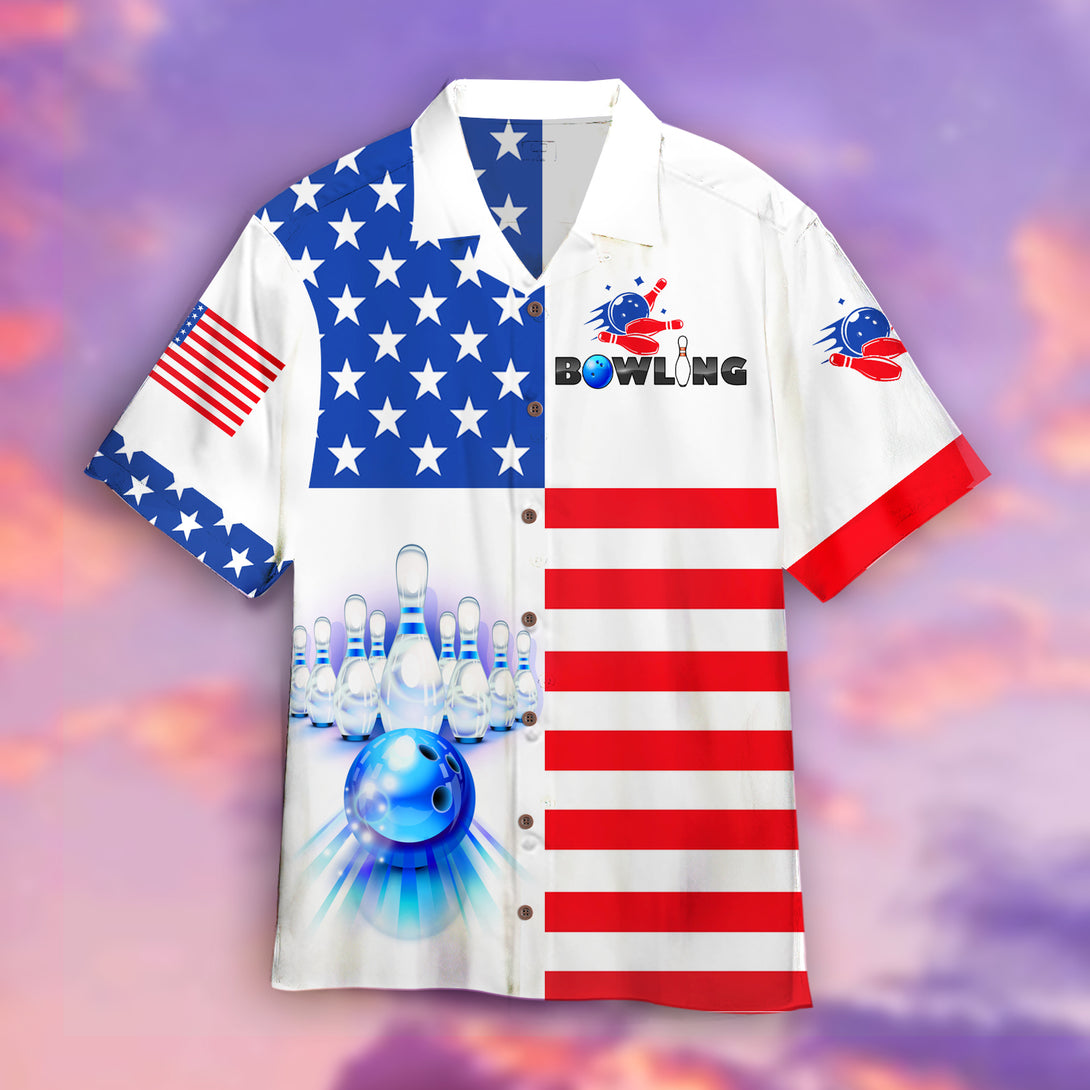 Bowling Team American Flag Hawaiian Shirt For Men & Women WT1185