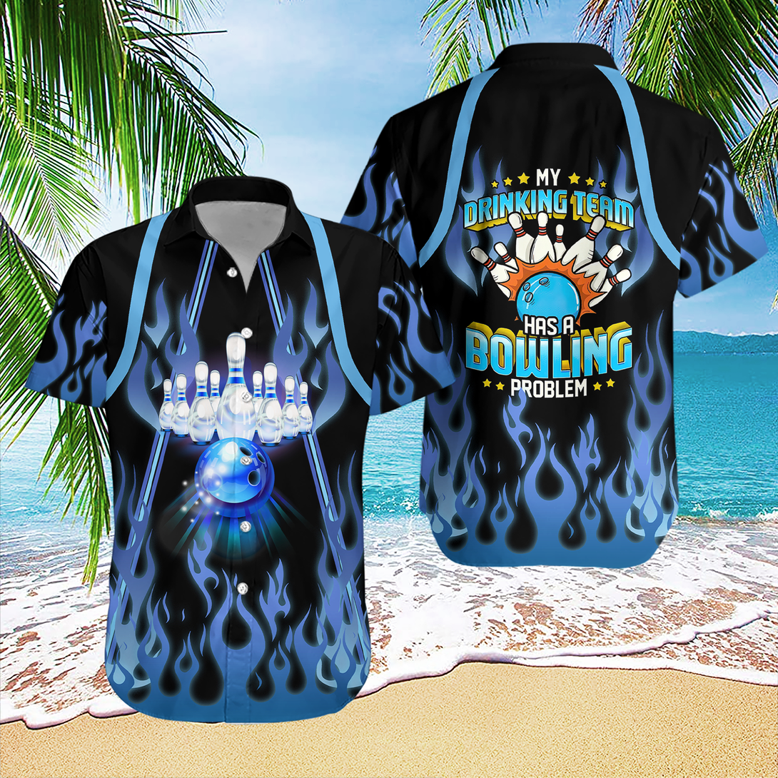 Bowling Flame My Drinking Team Hawaiian Shirt For Men & Women WT1654