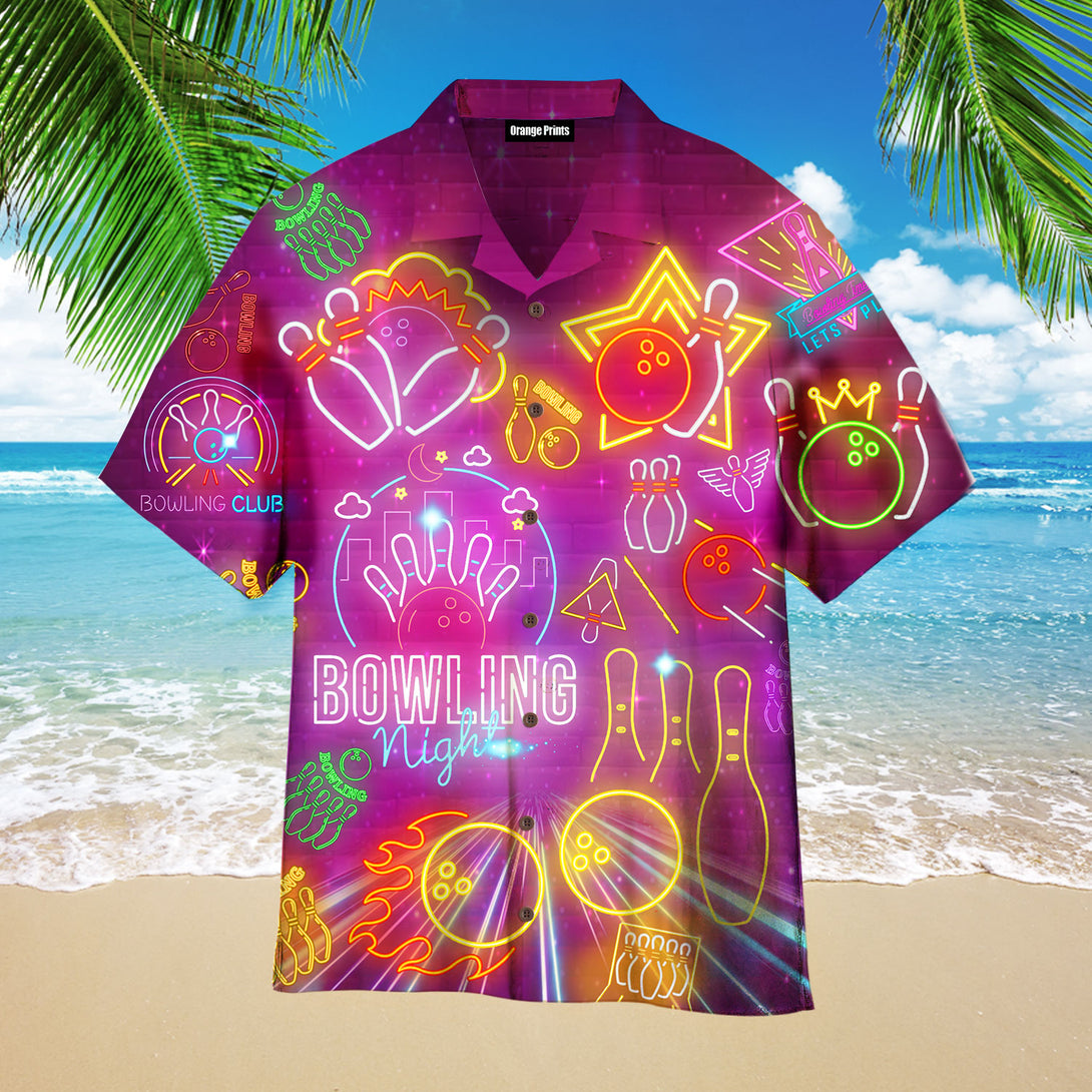 Bowling Night Club Neon Retro Style Hawaiian Shirt For Men & Women WT8216