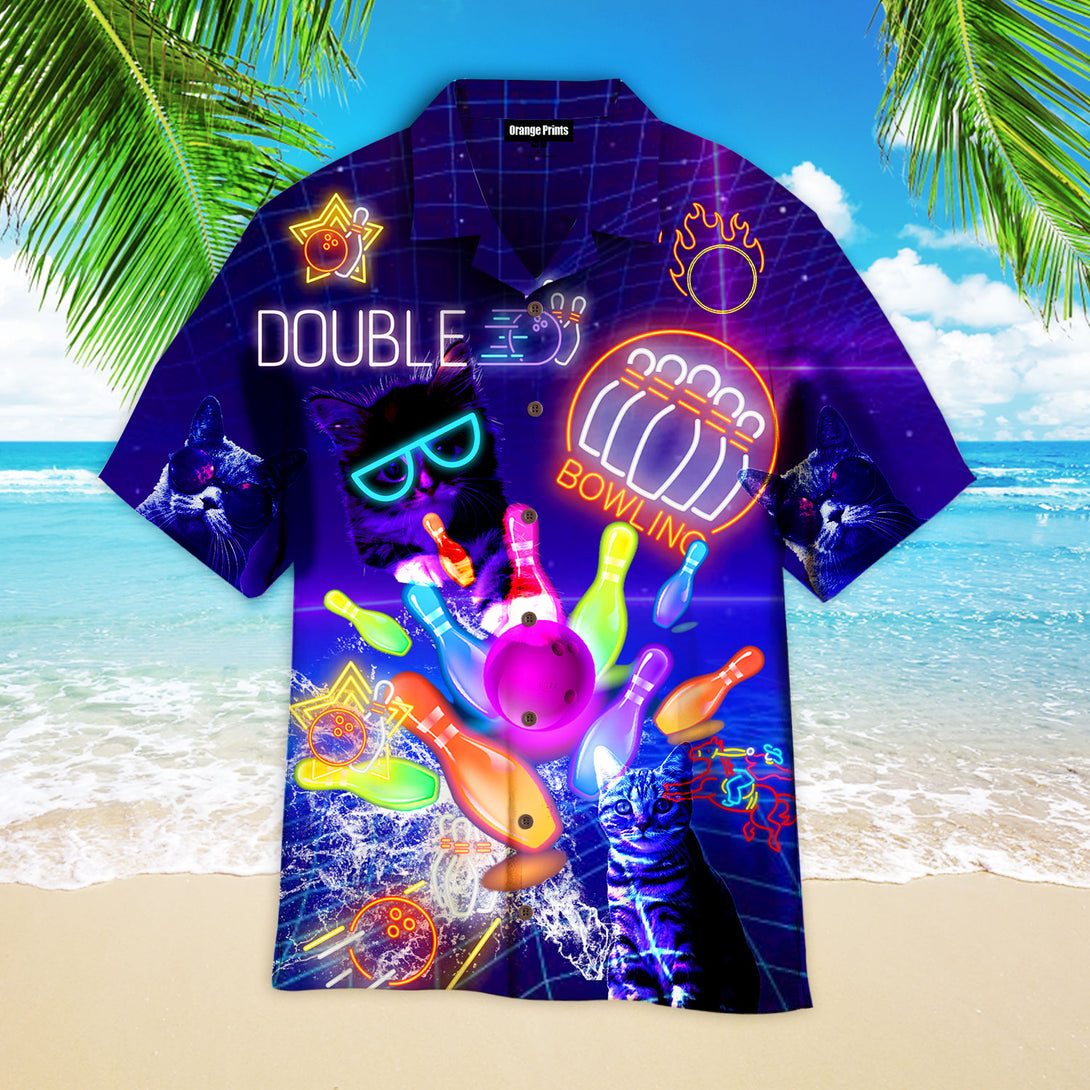 Neon Bowling Cats Hawaiian Shirt For Men & Women WT9063