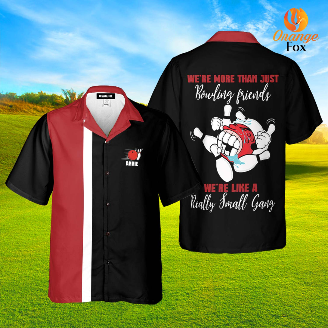 We're More Than Just Bowling Friends Vintage Retro Bowling Custom Name Hawaiian Shirt For Men & Women