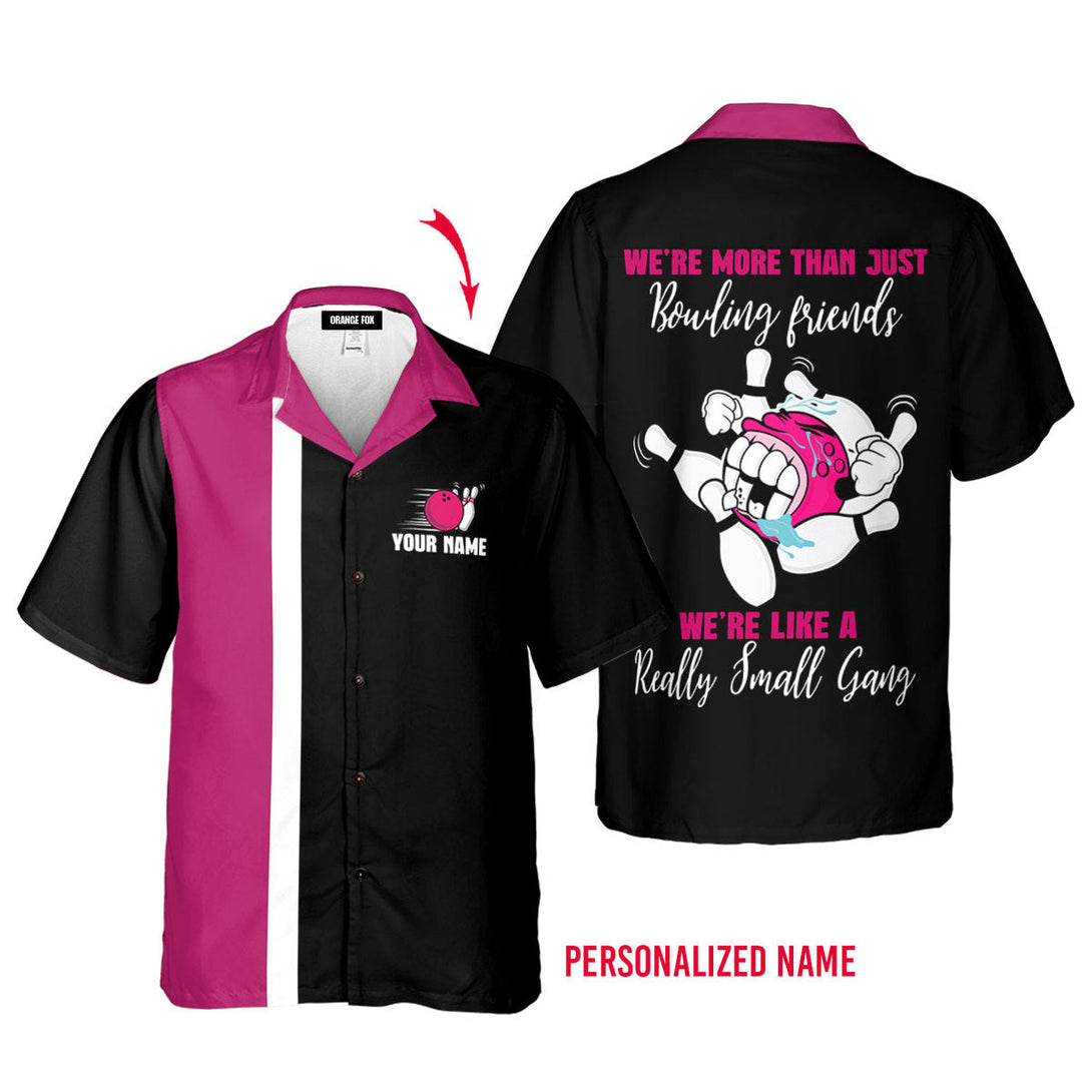 We're More Than Just Bowling Friends Vintage Retro Bowling Custom Name Hawaiian Shirt For Men & Women