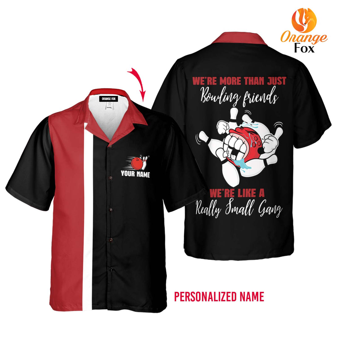 We're More Than Just Bowling Friends Vintage Retro Bowling Custom Name Hawaiian Shirt For Men & Women